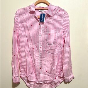 Abercrombie & Fitch Pink and White Striped Men's Shirt